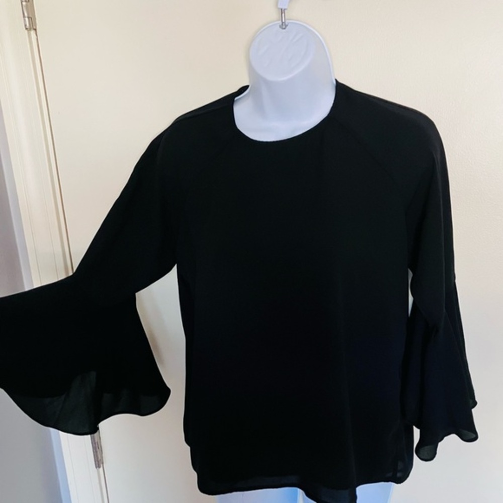 Forever 21 Black Women's whimsigoth Silky Top Bell Sleeves Size Medium